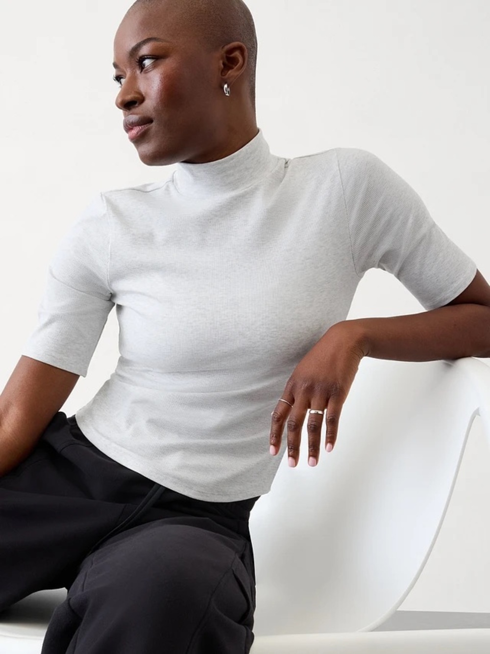 Nwt Athleta signature rib elbow top mock neck